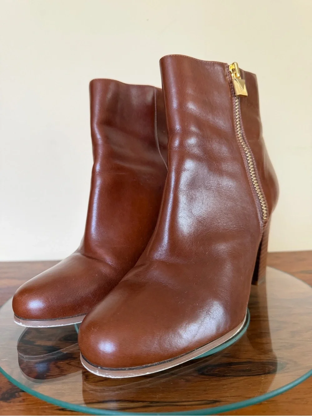 Michael Kors Margaret Leather Booties Brown 9M
